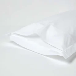 Taie d'oreiller à  volants blanc 100% coton égyptien 200 fils, 50x75 cm - HOMESCAPES