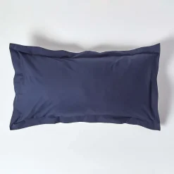 Taie d'oreiller à  volants bleu marine 100% coton égyptien 200 fils, 50x90 cm - HOMESCAPES