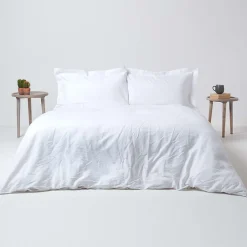 Taie d'oreiller à  volants blanc en lin lavé, 50x75 cm - HOMESCAPES