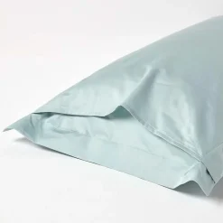 Taie d'oreiller à  volants bleu givré en coton égyptien bio 400 fils, 50x75 cm - HOMESCAPES