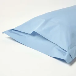 Taie d'oreiller à  volants bleu 100% coton égyptien 200 fils, 50x75 cm - HOMESCAPES