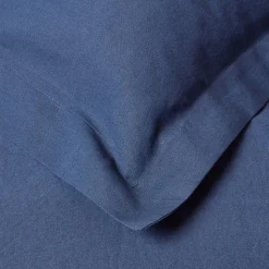 Taie d'oreiller à  volants bleu marine en lin lavé, 50x75 cm - HOMESCAPES