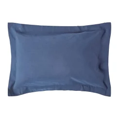 Taie d'oreiller à  volants bleu marine en lin lavé, 50x75 cm - HOMESCAPES