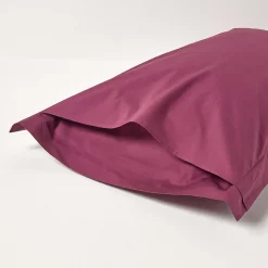 Taie d'oreiller à  volants bordeaux 100% coton égyptien 200 fils, 50x75 cm - HOMESCAPES