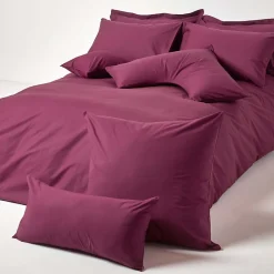 Taie d'oreiller à  volants bordeaux 100% coton égyptien 200 fils, 50x75 cm - HOMESCAPES