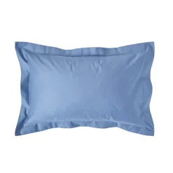 Taie d'oreiller à  volants bleu en satin de coton égyptien 1000 fils, 50x75 cm - HOMESCAPES