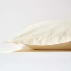 Taie d'oreiller à  volants ivoire 100% coton égyptien 200 fils, 50x75 cm - HOMESCAPES