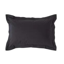 Taie d'oreiller à  volants noir 100% coton égyptien 200 fils, 50x75 cm - HOMESCAPES