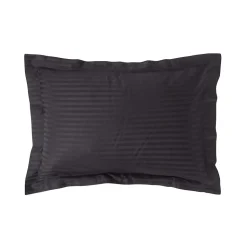 Taie d'oreiller à  volants noir satin rayé en coton égyptien 330 fils, 50x75 cm - HOMESCAPES
