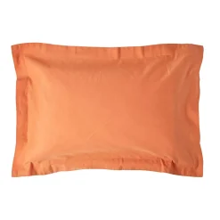 Taie d'oreiller à  volants orange en lin lavé, 50x75 cm - HOMESCAPES