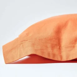 Taie d'oreiller à  volants orange en lin lavé, 50x75 cm - HOMESCAPES