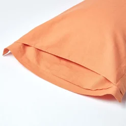 Taie d'oreiller à  volants orange en lin lavé, 50x75 cm - HOMESCAPES