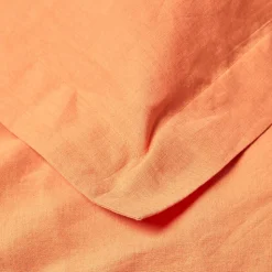 Taie d'oreiller à  volants orange en lin lavé, 50x75 cm - HOMESCAPES