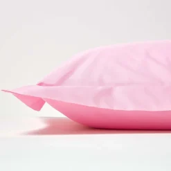 Taie d'oreiller à  volants rose 100% coton égyptien 200 fils, 50x75 cm - HOMESCAPES