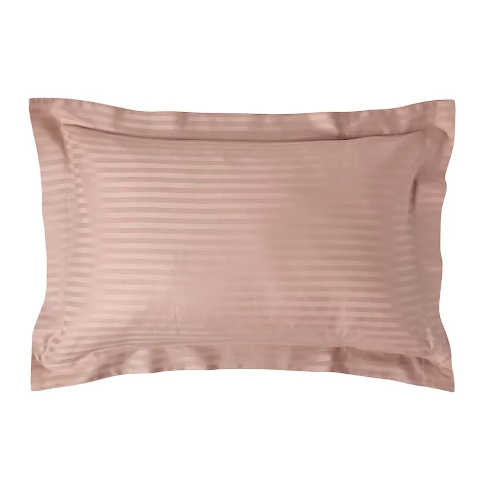 Taie d'oreiller à volants taupe satin rayé en coton égyptien 330 fils, 50x75 cm - HOMESCAPES