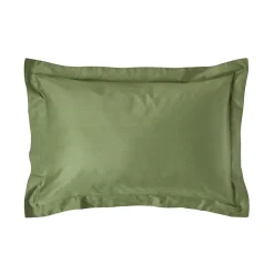 Taie d'oreiller à  volants vert mousse en coton égyptien bio 400 fils, 50x75 cm - HOMESCAPES