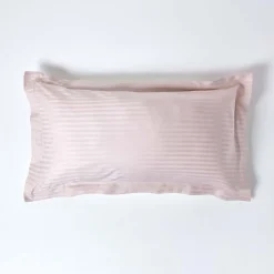 Taie d'oreiller à  volants violet satin rayé en coton égyptien 330 fils, 50x90 cm - HOMESCAPES