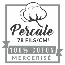 Taie d'oreiller 63 x 63 cm en percale uni 78 fils Bleu