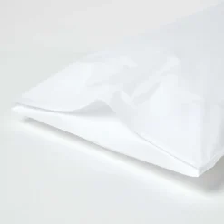 Taie d'oreiller blanc 100% coton égyptien 200 fils, 50x75 cm - HOMESCAPES