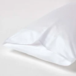 Taie d'oreiller blanc en coton égyptien bio 400 fils, 50x75 cm - HOMESCAPES