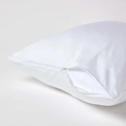 Taie d'oreiller blanc en coton égyptien bio 400 fils, 60x60 cm - HOMESCAPES