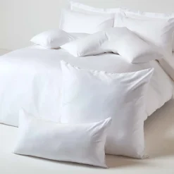 Taie d'oreiller blanc en coton égyptien bio 400 fils, 60x60 cm - HOMESCAPES