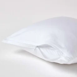 Taie d'oreiller blanc en coton égyptien bio 400 fils, 40x40 cm - HOMESCAPES