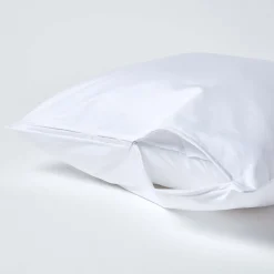 Taie d'oreiller blanc en satin de coton égyptien 1000 fils, 80x80 cm - HOMESCAPES