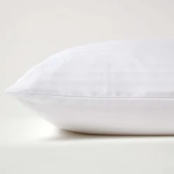 Taie d'oreiller blanc satin rayé en coton égyptien 330 fils, 80x80 cm - HOMESCAPES