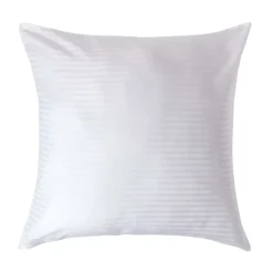 Taie d'oreiller blanc satin rayé en coton égyptien 330 fils, 80x80 cm - HOMESCAPES