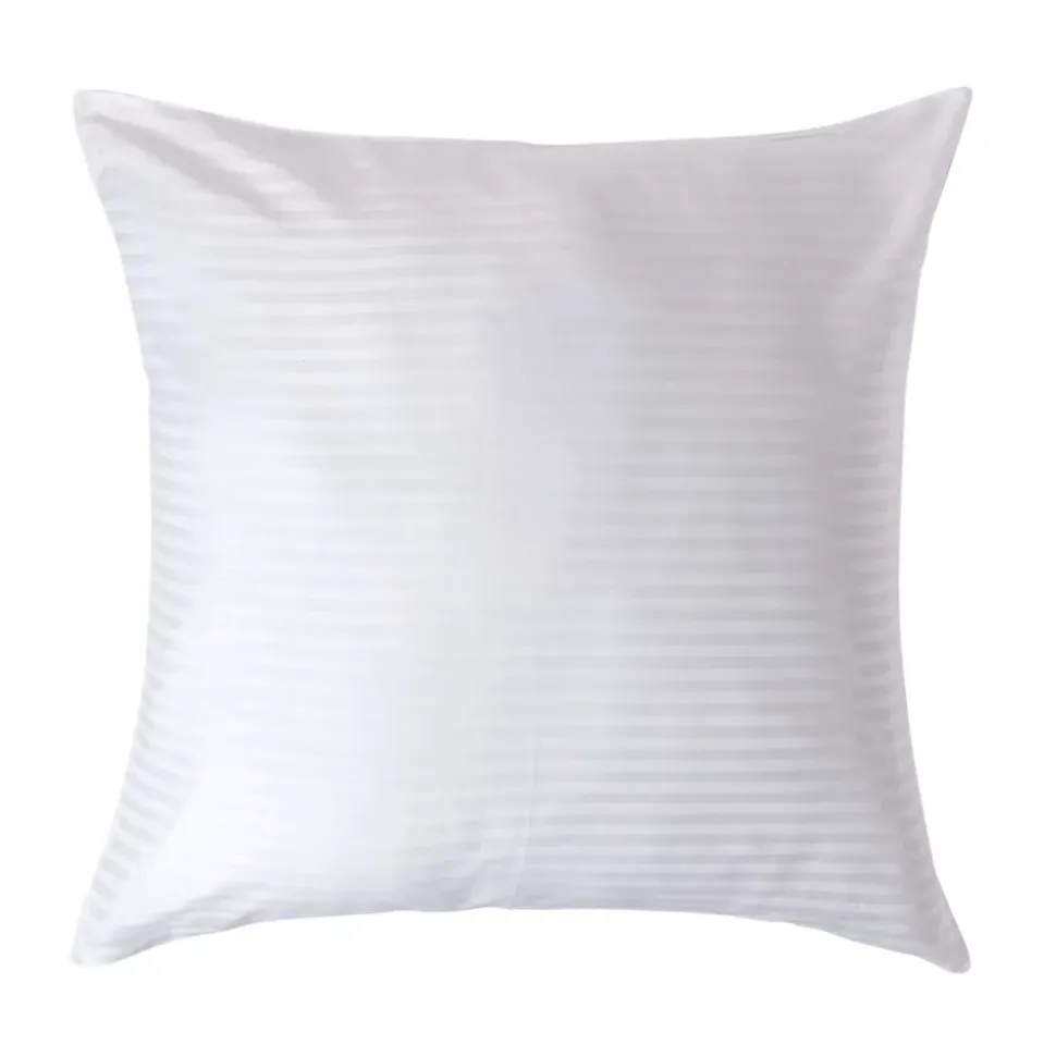 Taie d'oreiller blanc satin rayé en coton égyptien 330 fils, 80x80 cm - HOMESCAPES