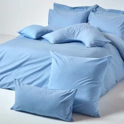 Taie d'oreiller bleu 100% coton égyptien 200 fils, 50x75 cm - HOMESCAPES