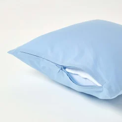 Taie d'oreiller bleu 100% coton égyptien 200 fils, 40x40 cm - HOMESCAPES