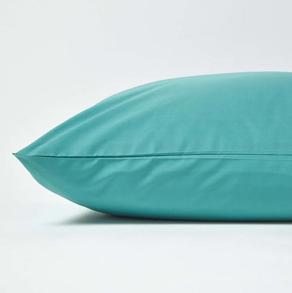 Taie d'oreiller bleu canard 100% coton égyptien 200 fils, 60x60 cm - HOMESCAPES