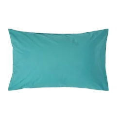 Taie d'oreiller bleu canard 100% coton égyptien 200 fils, 50x75 cm - HOMESCAPES