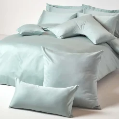 Taie d'oreiller bleu givré en coton égyptien bio 400 fils, 40x40 cm - HOMESCAPES