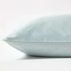 Taie d'oreiller bleu givré en coton égyptien bio 400 fils, 60x60 cm - HOMESCAPES