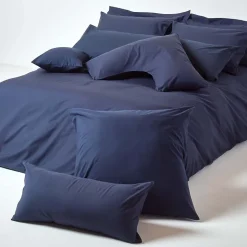 Taie d'oreiller bleu marine 100% coton égyptien 200 fils, 50x75 cm - HOMESCAPES