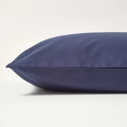 Taie d'oreiller bleu marine 100% coton égyptien 200 fils, 50x75 cm - HOMESCAPES