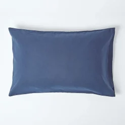 Taie d'oreiller bleu marine en lin lavé, 50x90 cm - HOMESCAPES