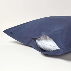 Taie d'oreiller bleu marine 100% coton égyptien 200 fils, 80x80 cm - HOMESCAPES