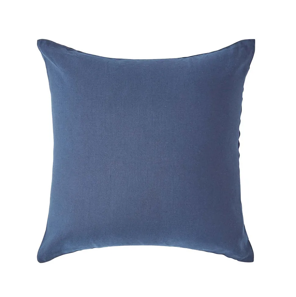Taie d'oreiller bleu marine en lin lavé, 40x40 cm - HOMESCAPES