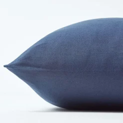 Taie d'oreiller bleu marine en lin lavé, 40x40 cm - HOMESCAPES