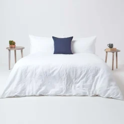 Taie d'oreiller bleu marine en lin lavé, 40x40 cm - HOMESCAPES