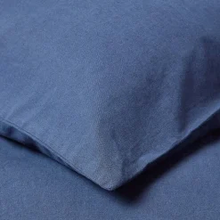 Taie d'oreiller bleu marine en lin lavé, 40x40 cm - HOMESCAPES