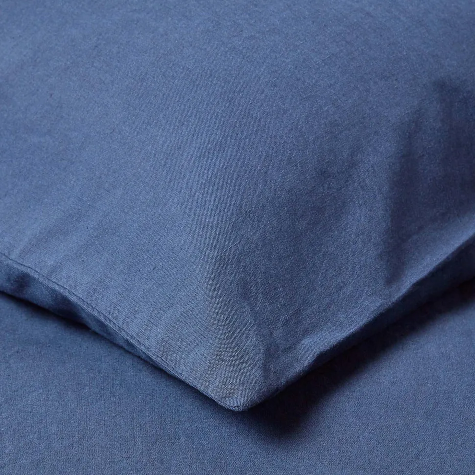 Taie d'oreiller bleu marine en lin lavé, 40x40 cm - HOMESCAPES