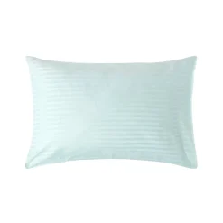 Taie d'oreiller bleu satin rayé en coton égyptien 330 fils, 50x75 cm - HOMESCAPES