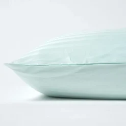 Taie d'oreiller bleu satin rayé en coton égyptien 330 fils, 80x80 cm - HOMESCAPES