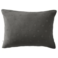 Taie d'oreiller Brodée Déco "Gaïa Boho" 60 x 60 cm & 50 x 70 cm "Gaze de Coton" - Gaïa Boho Granit - 50 x 70 cm