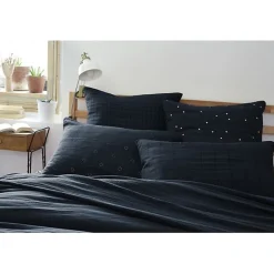 Taie d'oreiller Brodée Déco "Gaïa Boho" 60 x 60 cm & 50 x 70 cm "Gaze de Coton" - Gaïa Boho Minuit - 50 x 70 cm